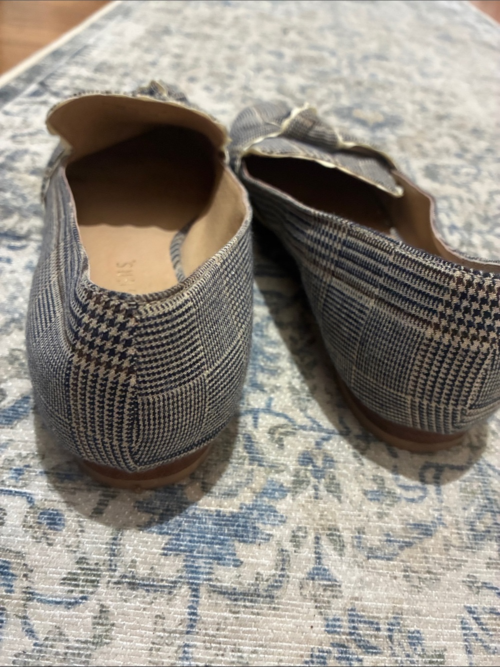 Jack Rogers - Plaid Ruffle Loafers in Black and Cream - Women's Dress Flats / 8 - Picture 3 of 6